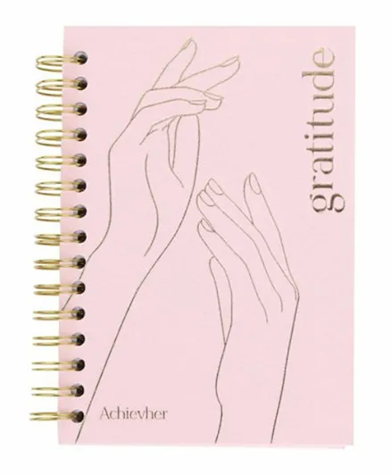 Achievher Linen Ringbound A5 Gratitude Journal - Pink