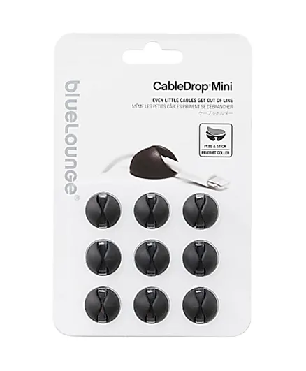 Bluelounge Cable Drop Mini Black Pack of 9