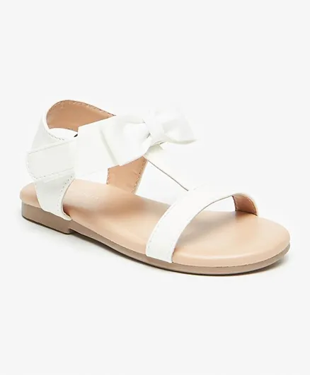 Flora Bella by ShoeExpress Bow Applique Strap Sandals - White