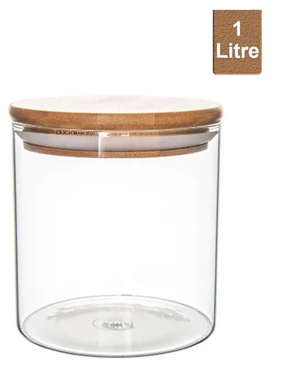 Little Storage Bamboo Glass Storage Jar - 1L