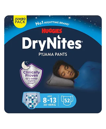 Huggies DryNites Pyjama Pants Jumbo Pack of 4 Size 8 - 52 Pieces