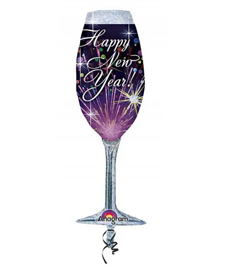 Party Centre New Year Champagne Glass Supershape Balloon