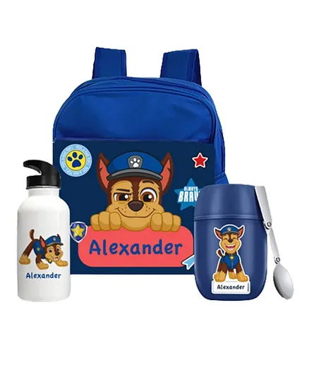 Essmak Paw Patrol Chase Personalized Thermos and Backpack Set Blue - 11 Inches