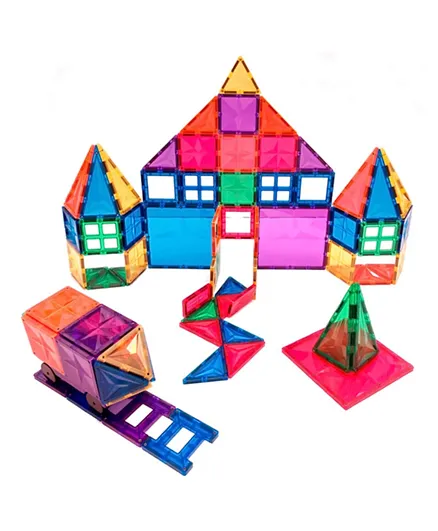 StarKids Star Magnetic Tiles with Car Base Construction Set - 72 Pieces