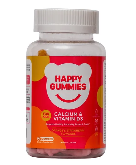 Happy Gummies Calcium + Vitamin D3 Health Supplement - 60 Gummies