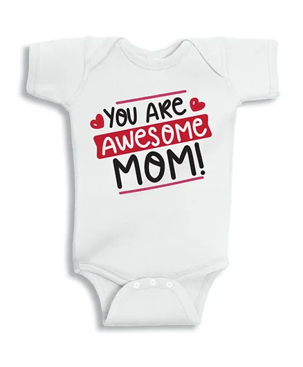 Twinkle Hands You Are Awesome Mom Bodysuit - White