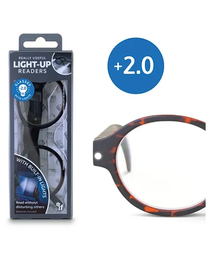 نظارة إف القارئة المضيئة الفعّالة - صدف السلحفاة +2.0