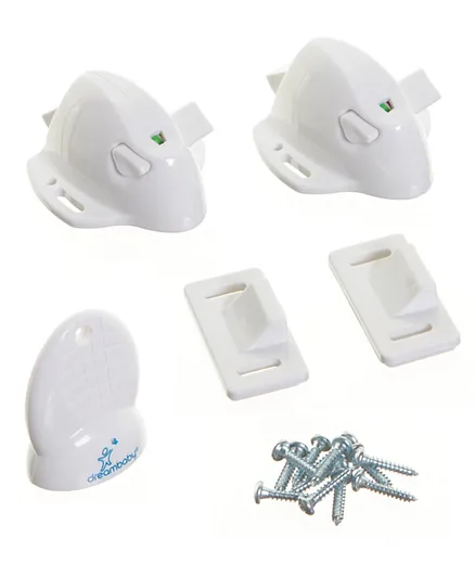 Dreambaby Adhesive Mag Locks 2 Locks & 1 Key - White