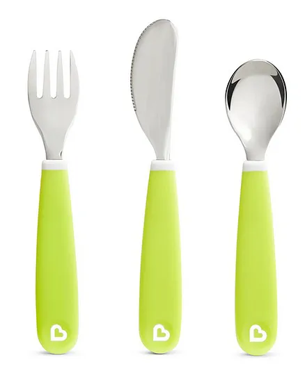 Munchkin Splash Fork Knife Spoon Green - 3 Pieces