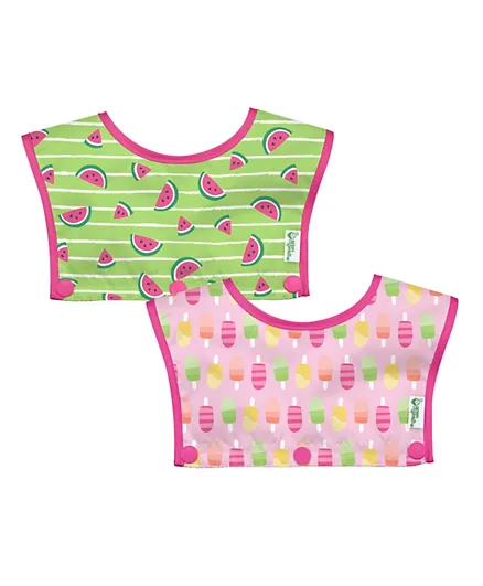 Green Sprouts Waterproof Bib Tops Pack of 2 - Pink Popsicles Set