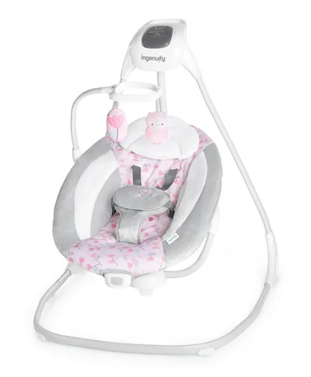 Ingenuity Simple Comfort Cradling Swing Cassidy - Soothing Vibrations, 2-Recline, 180° Rotate, 3 Swing Directions, Wheels, 0-9M, 68.5x73.6x88.9cm