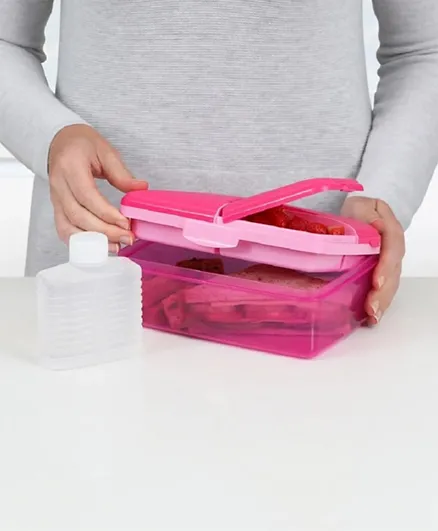 Sistema Slimline Quaddie Lunch Box Pink 1.5L + Water Bottle 275mL