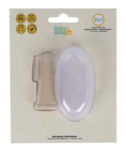 Babies Basic Silicone Toothbrush with Travel Case - Cream