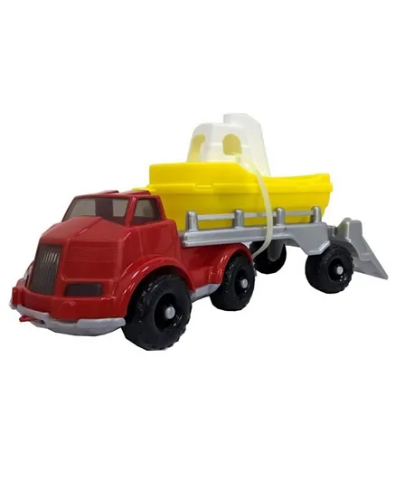 Pilsan Master Transport Truck With Ship - Red and Yellow