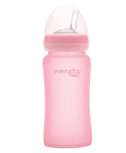 Everyday Baby Glass Straw Bottles Pink Rose - 240 ml