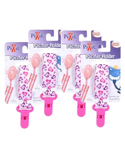Pixie - Pacifier Holder Heart Print (Pack of 4)