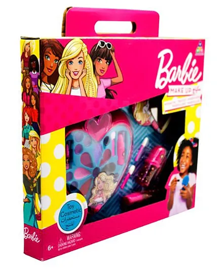 Barbie Pink Heart With 4 Deck Cosmetic Case - 7 Pieces