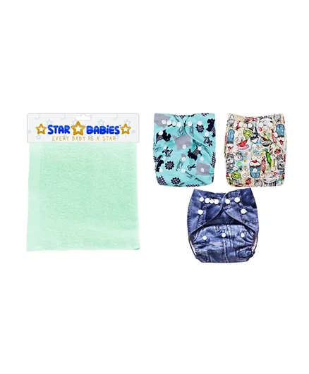 Star Babies - Swim Diaper Pack Of 3, Face towel 100% Cotton