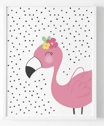 Sweet Pea Flamingo Wall Art Print - Pink