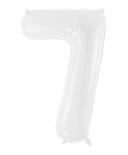PartyDeco Foil Balloon Number 7 - White