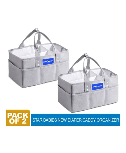 Star Babies Diaper Caddy Organizer Pack of 2 - Grey