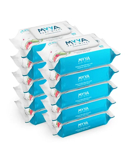 Myya Baby Wipes Pack of 10 - 80 Pieces (each)
