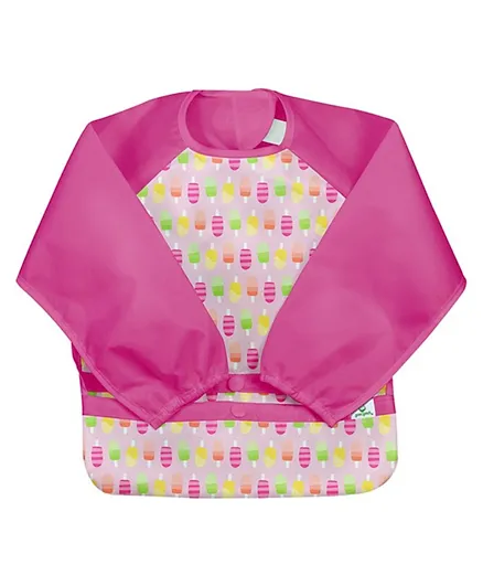 Green Sprouts Snap & Go Easy wear Long Sleeve Bib - Pink Popsicles