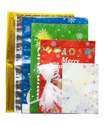 Highland Merry Christmas Foil Gift Bags Party Supplies - 10 Pieces