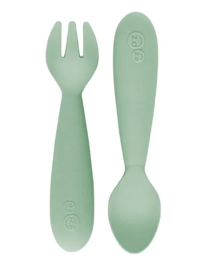 EZPZ Mini Utensils Spoon & Fork - Sage