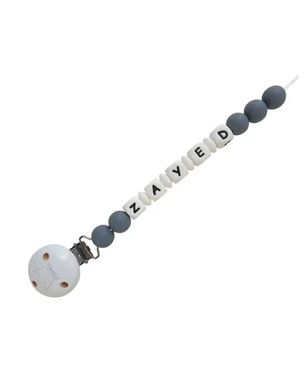 Littlemico Personalised Silicone Pacifier Holder - Slate Grey