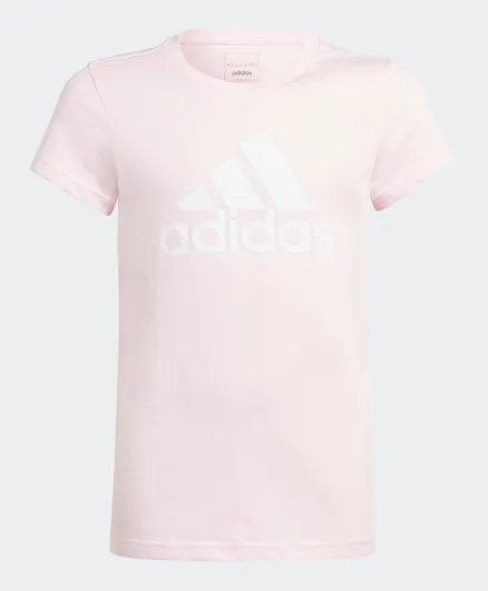 adidas Junior Essentials Big Logo Slim Fit Cotton Graphic T-Shirt - Pink