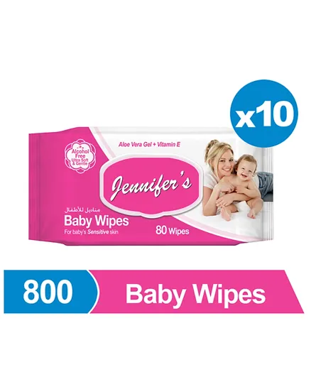 Jennifer's Baby Wipes Pack of 10 - 800 Pieces
