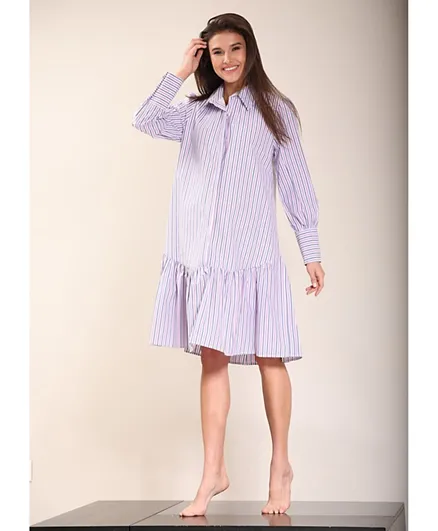 Oh9shop Striped Shirt Dress - Lilac