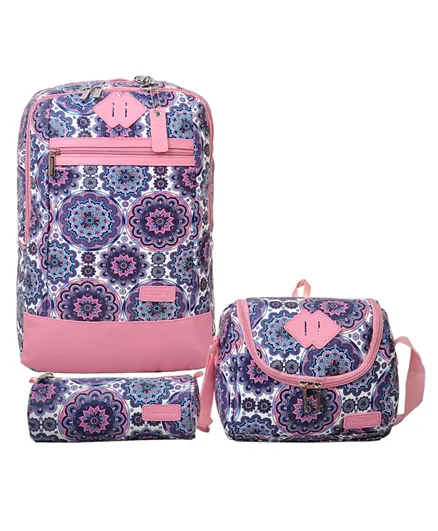 Fusion Heart Backpack with Lunch Bag And Pencil Case Multi Color - 18 Inches