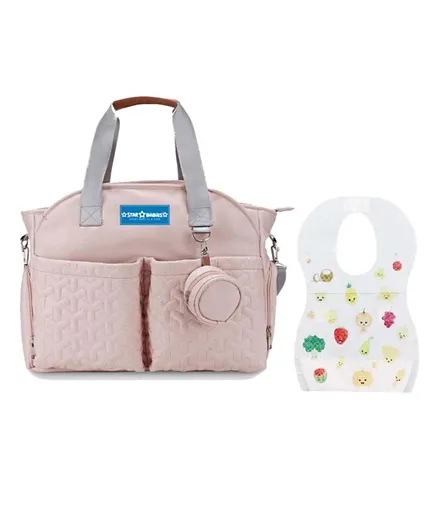 Star Babies Diaper Bag With Disposable Bibs - Pink