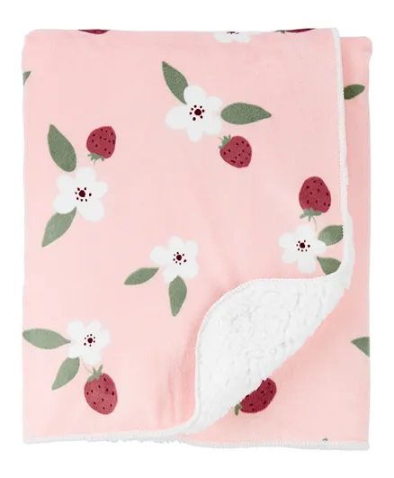 Carter's Strawberry Plush Blanket - Pink