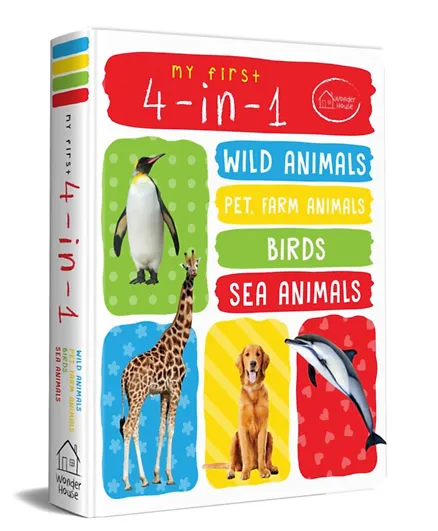 My First 4 in 1 Wild Animals, Pet & Farm Animals, Birds, Sea Animals - English