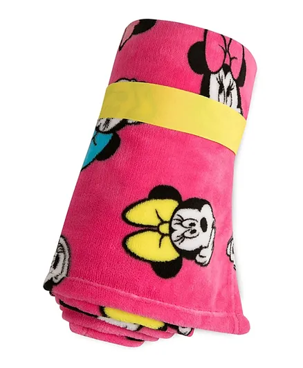 بطانية من الصوف بتصميم ميني ماوس من ديزني - لون وردي