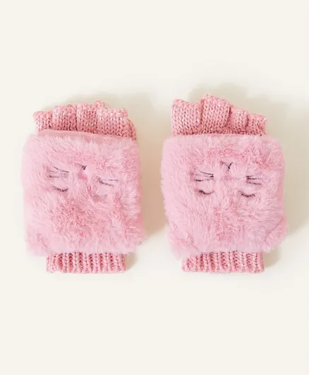 Monsoon Children Fluffy Cat Capped Gloves - Pink
