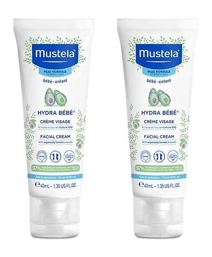 Mustela Hydra Bebe Facial Cream Pack of 2 - 40mL Each