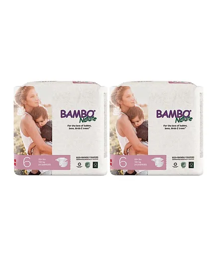 Bambo Nature Eco-Friendly Diapers, Size 6, 16+kg PACK OF 2 - 48 Diapers