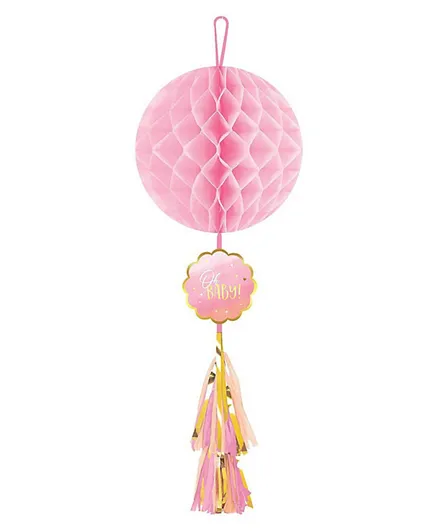Party Centre Oh Baby Girl Honeycomb Tassel Decoration - Pink