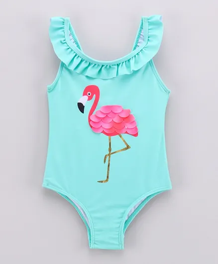 Minoti Girls Flamingo Swimsuit - Mint
