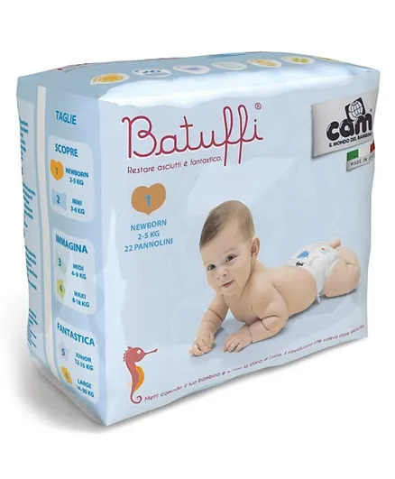 Cam Batuffi  Diapers Newborn Size 1 - 22 Pieces