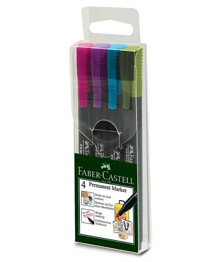 Faber Castell Slim Permanent Markers - Pack of 4