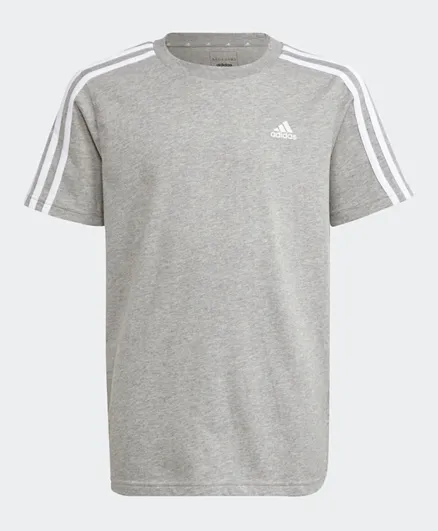 adidas Essentials 3 Stripes Cotton T-Shirt - Grey