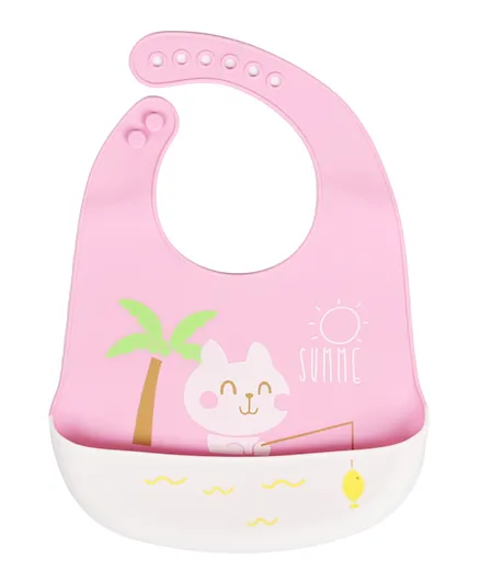 Little Angel Summer Baby Silicone Bib - Pink and White