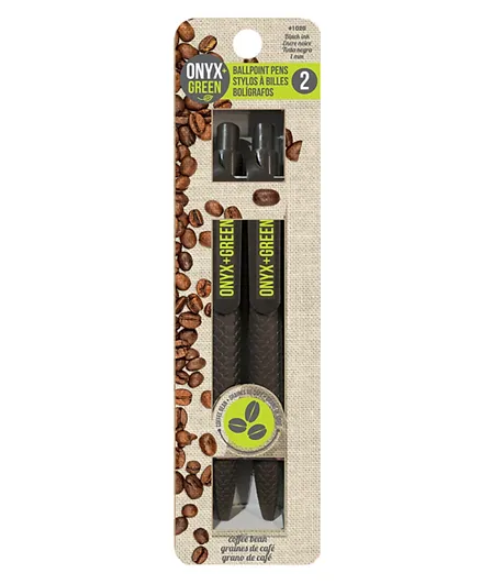 Onyx & Green Eco Friendly Ballpoint Pen Black Ink (1019) - Pack of 2