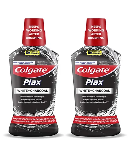 Colgate Plax White and Charcoal Mouthwash Pack of 2 - 500mL Each