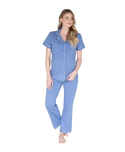 Mums & Bumps-Angel Maternity & Nursing Pajama Set - Blue